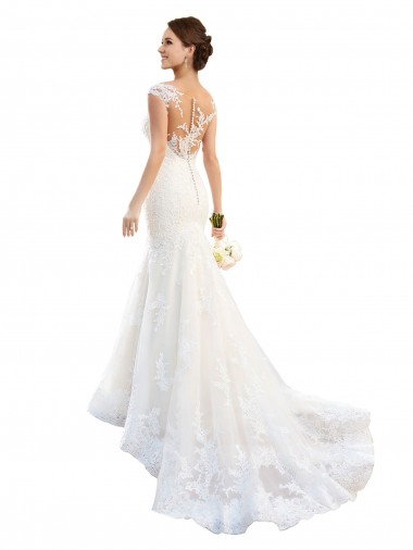 Shop Fit and Flare Illusion Neck Lace Wedding Dress
