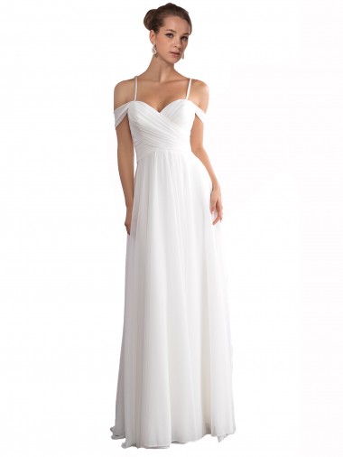 Shop Off the Shoulder A-Line Ruched Chiffon Beach Wedding Dress