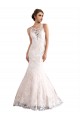 Shop Illusion Neck Fit and Flare Tulle Wedding Dress with All Over Lace