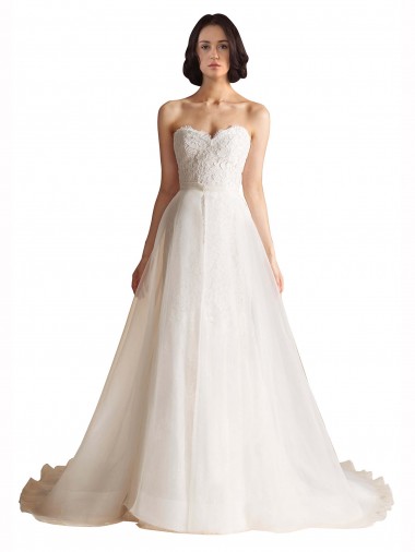 Shop Strapless Sweetheart Lace Bodice A-Line Organza Wedding Dress