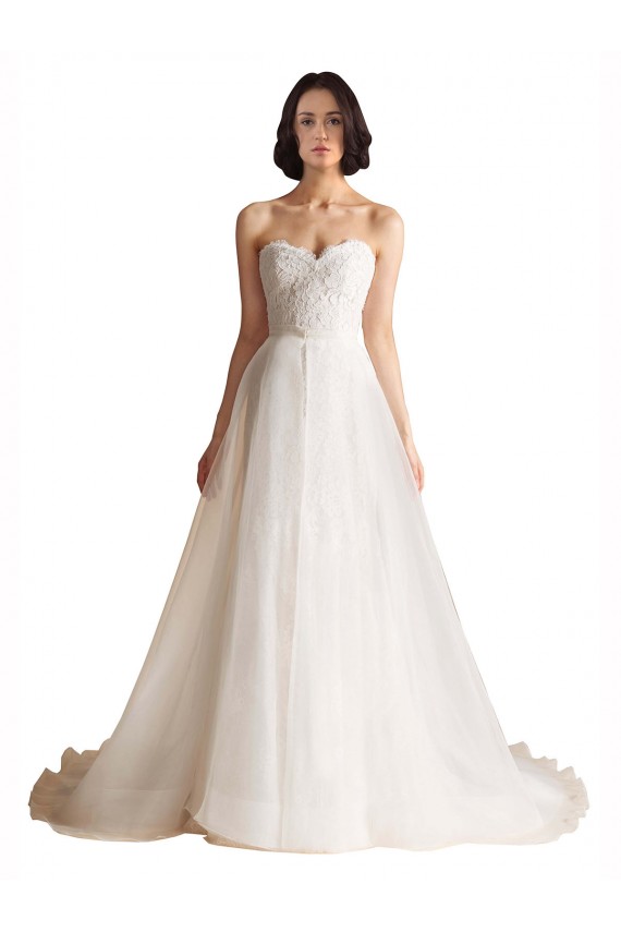 Shop Strapless Sweetheart Lace Bodice A-Line Organza Wedding Dress