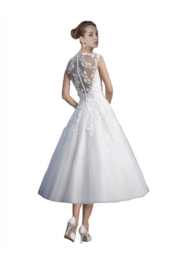 Shop A-Line Short Tea Length Sweetheart Tulle Lace Beach Wedding Dress
