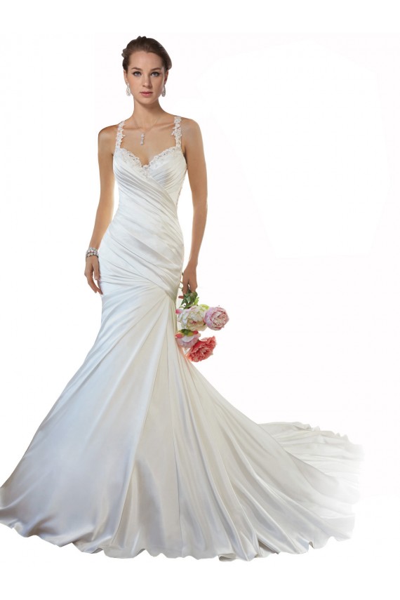 Shop Sweetheart Mermaid Satin Beach Wedding Dress with Illusion Lace Back
