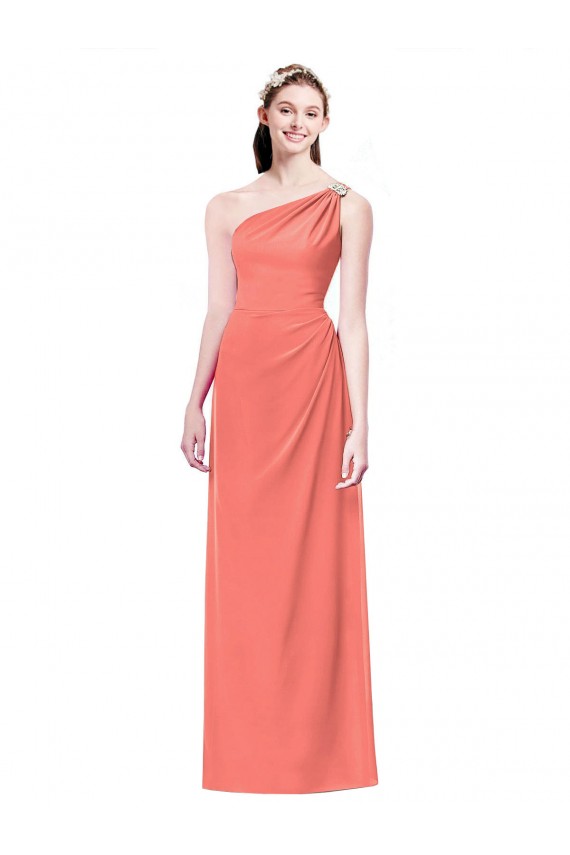 Shop Draped Full Length One Shoulder Chiffon Bridesmaid Dress