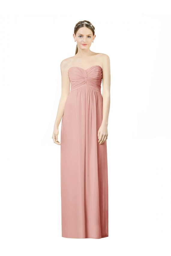 Shop Long Chiffon Sweetheart Bridesmaid Dress with Twist Bodice