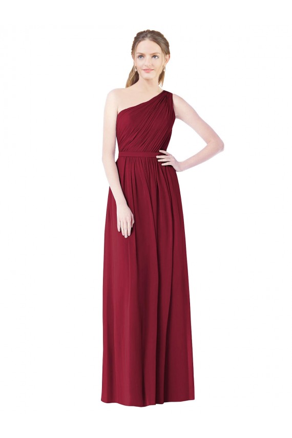 Shop One Shoulder Full Length Long Chiffon Bridesmaid Dress.