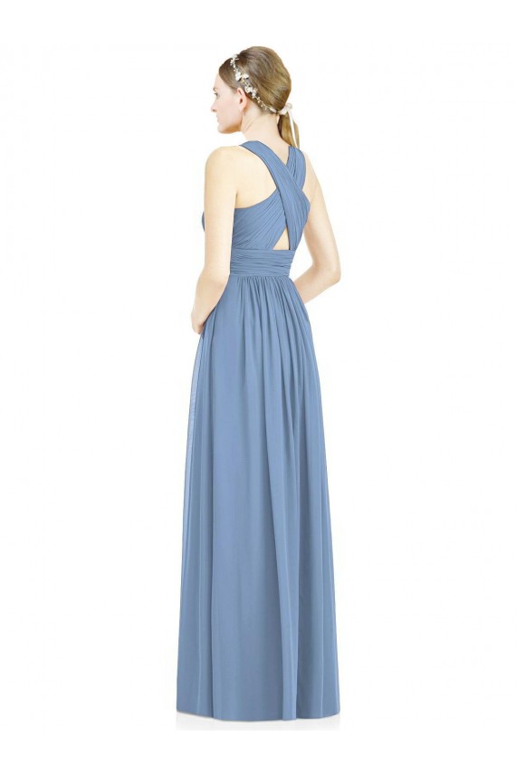 Shop Sleeveless Cross Strap Back Chiffon Bridesmaid Dress