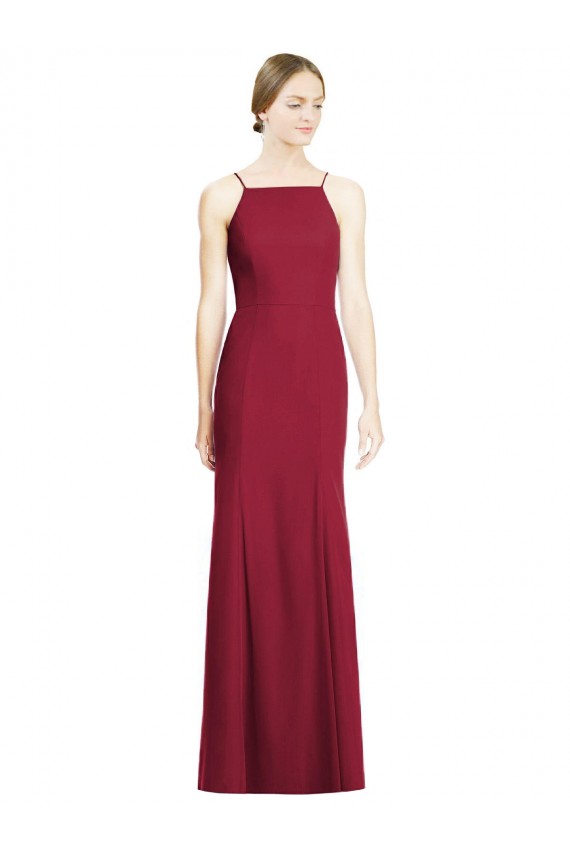 Shop High Square Trumpet Chiffon Bridesmaid Dress with Lace-Up Open Back