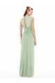 Shop Sheer Back Cap Sleeves Long Chiffon Bridesmaid Dress 