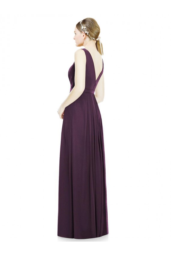 Shop V-Neckline Sleevelss Full Length Chiffon Bridesmaid Dress