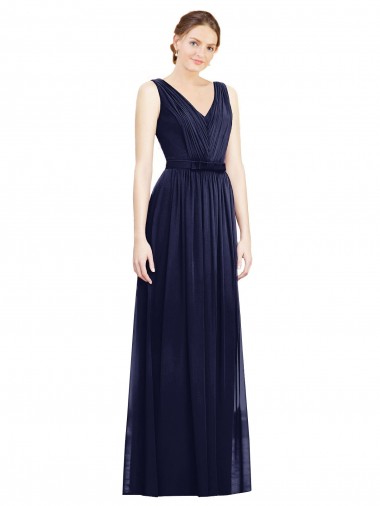 Shop Full-Length V-Neck Lux Chiffon Bridesmaid Dress with V-Back