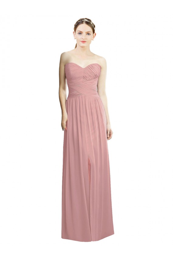 Shop Crossover Draped Sweetheart Chiffon Formal Bridesmaid Dress with Front Slit