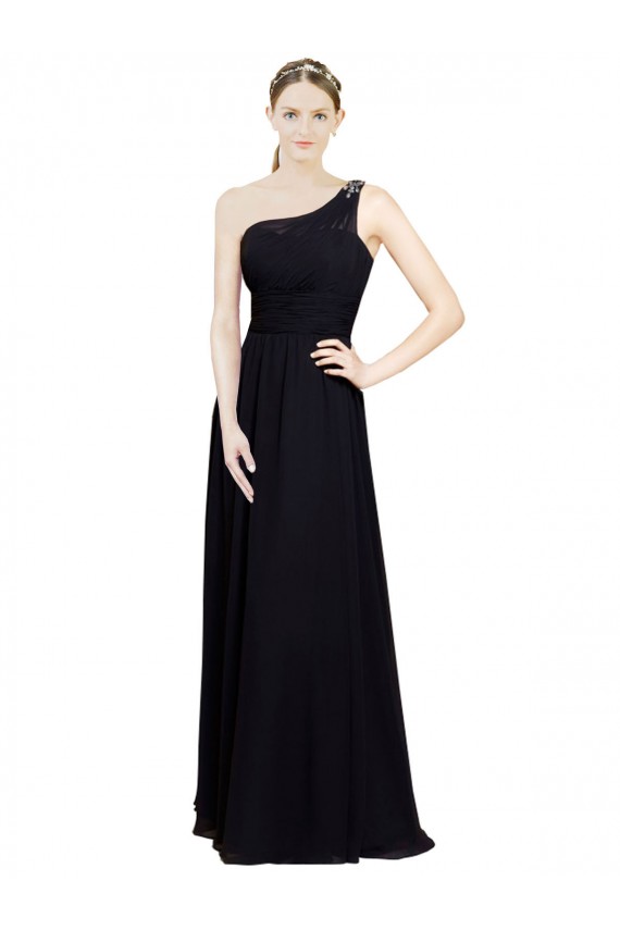 Shop Sweetheart Chiffon Bridesmaid Dress with Beaded One Shoulder Strap