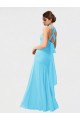 Shop Long Halter Chiffon Bridesmaid Dress with Dropped Waist