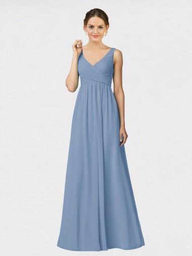 Shop Long Chiffon Bridesmaid Dress with Sweetheart Neckline and Wide Straps