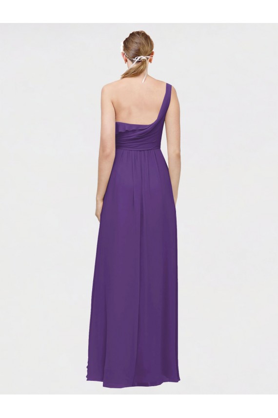 Shop One Shoulder High Low Chiffon Bridesmaid Dress with Wrap Waist