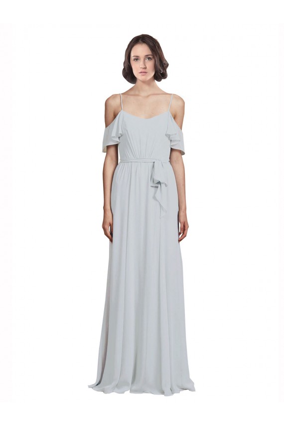 Shop Off the Shoulder Spaghetti Strap Long Chiffon Bridesmaids Dress