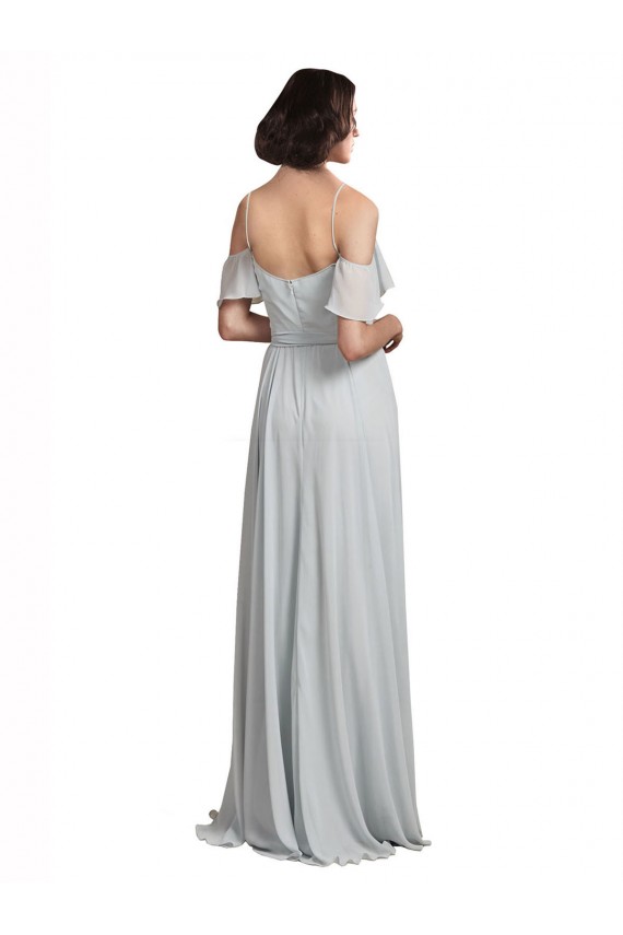 Shop Off the Shoulder Spaghetti Strap Long Chiffon Bridesmaids Dress