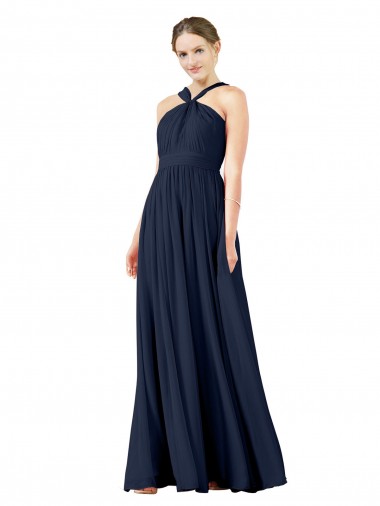 Shop High V-Neck Floor Length Chiffon Bridesmaid Dress