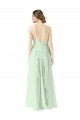 Shop Front halter Neckline and Deep Back Long Chiffon Bridesmaid Dress