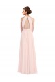 Shop Sleeveless Chiffon High Neck Bridesmaid Dress with Diagonal Pleats