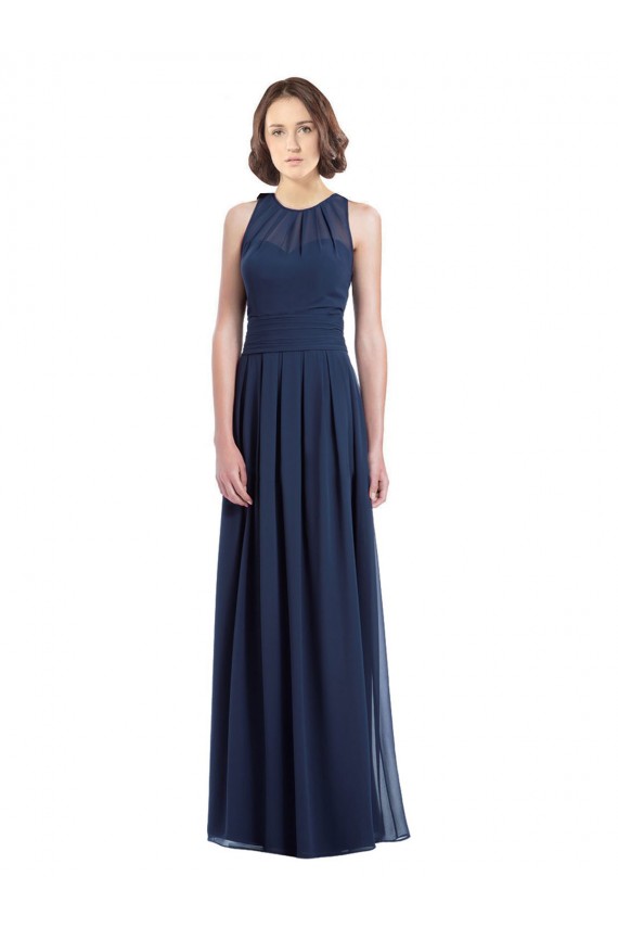 Shop Chiffon High Neck Sleeveless Bridesmaid Dress with Pleats