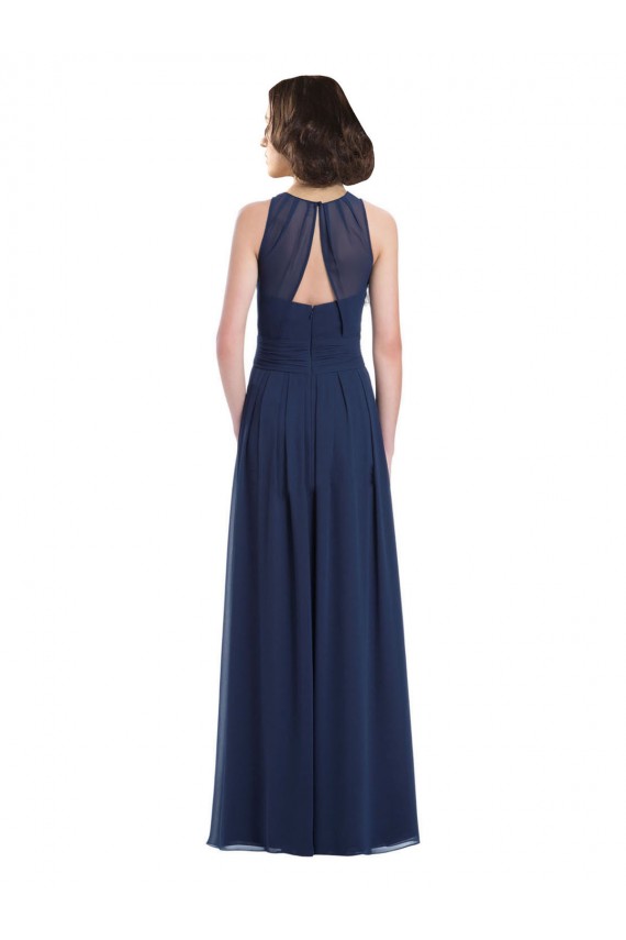 Shop Chiffon High Neck Sleeveless Bridesmaid Dress with Pleats