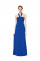 Shop Sleeveless Long Chiffon Empire Gown with Pleated Halter Straps