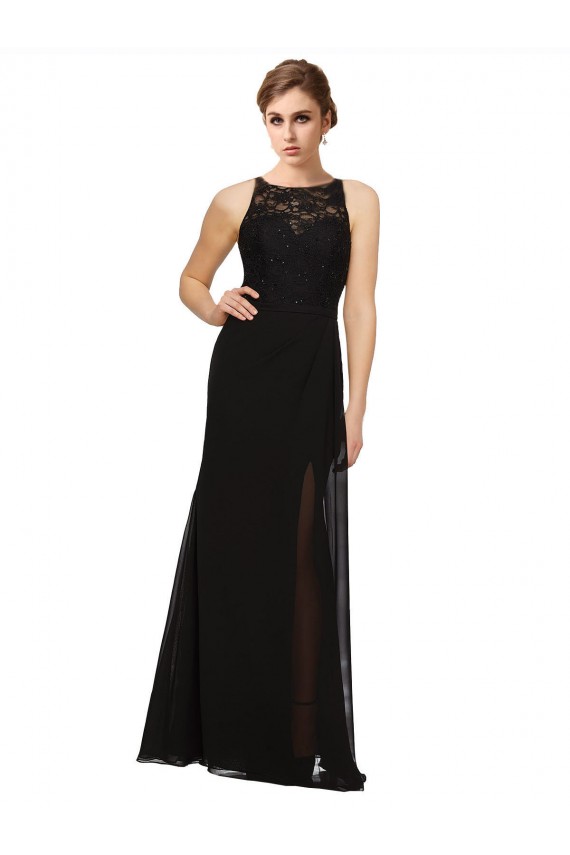 Shop Sheath Beaded and Embroidered Bridesmaids Dress with Lace Bodice and Chiffon Skirt