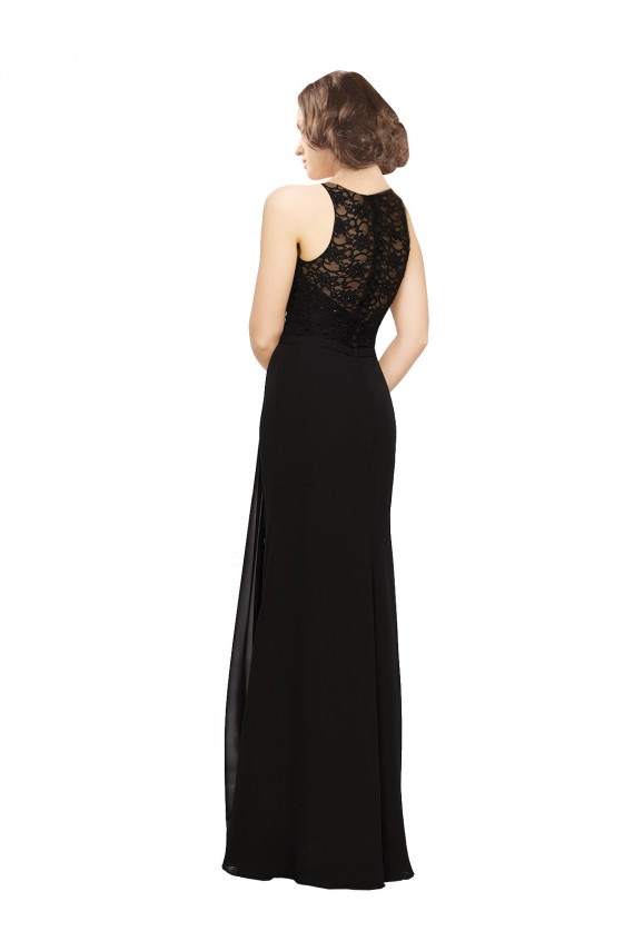 Shop Sheath Beaded and Embroidered Bridesmaids Dress with Lace Bodice and Chiffon Skirt