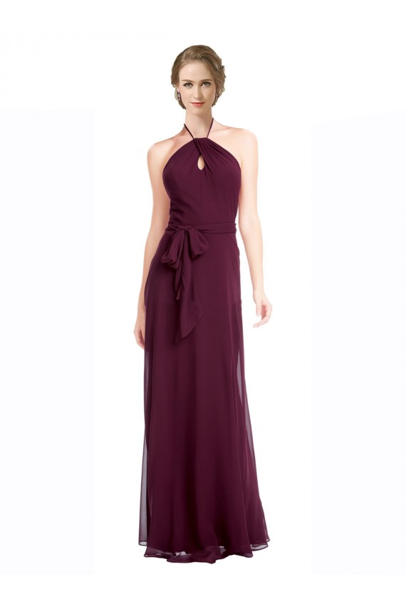 Shop Full Length Chiffon Bridesmaid Dress with Halter Top
