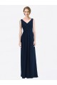 Shop Long Chiffon V-Neck Sleeveless Bridesmaid Dress with Criss-Cross Pleated Bodice