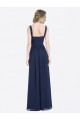 Shop Long Chiffon V-Neck Sleeveless Bridesmaid Dress with Criss-Cross Pleated Bodice