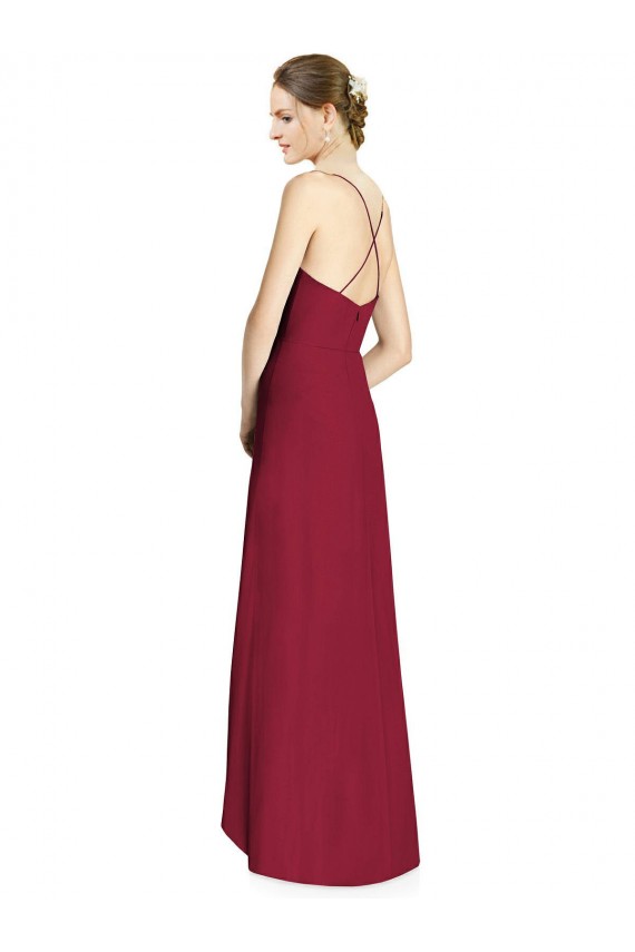 Shop Draped V-Neck High Low Chiffon Bridesmaid Dress