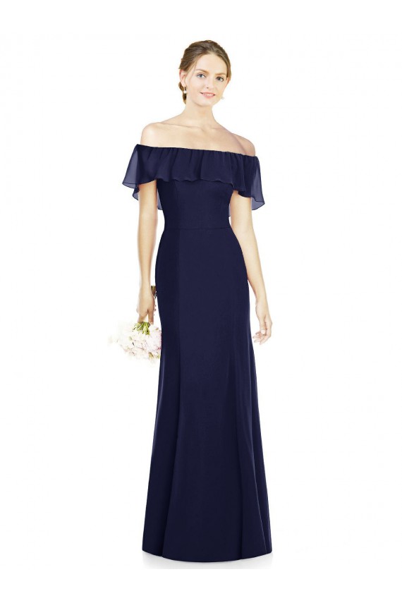 Shop Off the Shoulder Full-Length Trumpet Chiffon Bridesmaid Dress