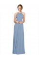Shop Pleated Halter Neckline A-Line Chiffon Bridesmaid with Criss Cross Back