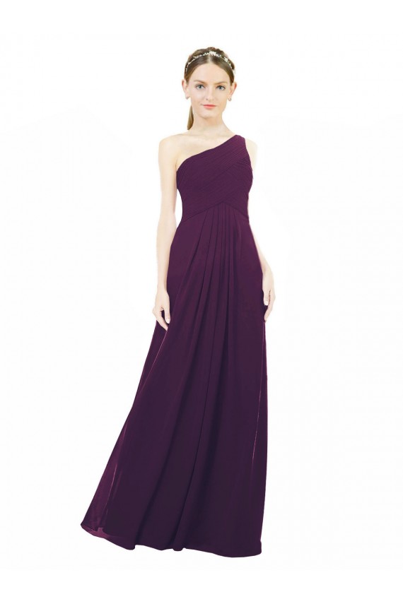 Shop One Shoulder Chiffon Bridesmaid Dress with Draped Bodice