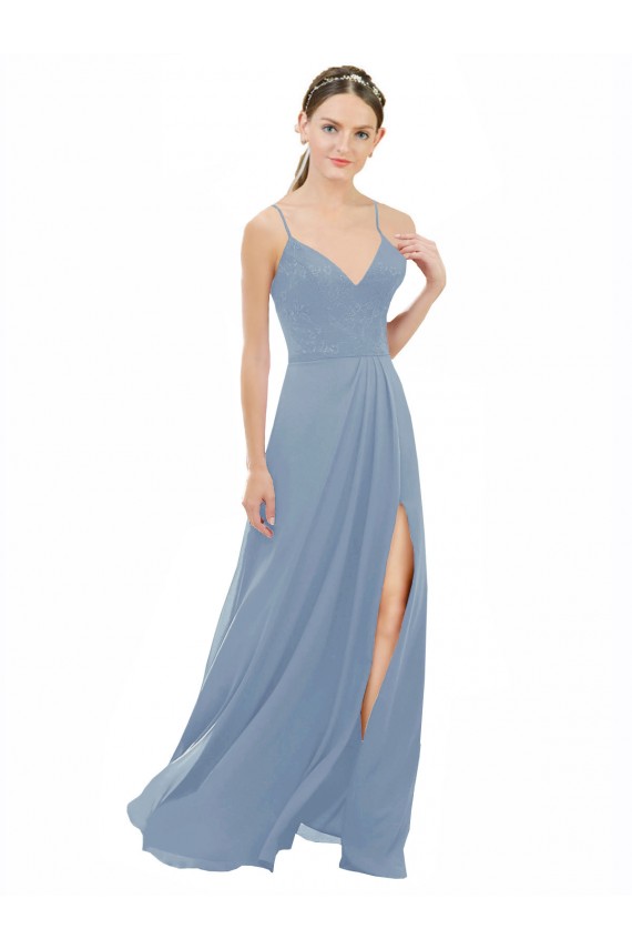 Shop Sexy Chiffon Bridesmaid Dress with V-Neck Lace Bodice