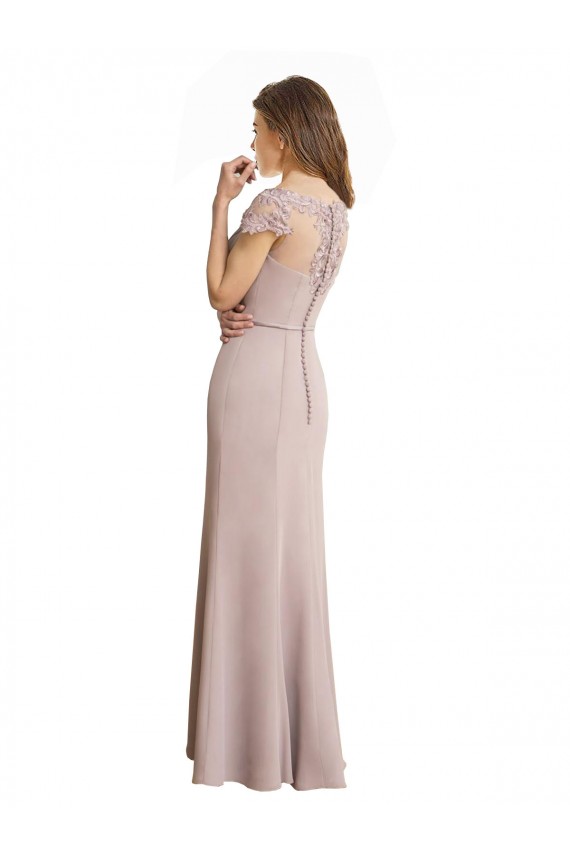 Shop Capped Sleeves Embroidered with Applique Lace Mermaid Chiffon Bridesmaid Dress