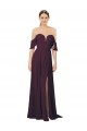 Shop Romantic Off-Shoulder Chiffon Bridesmaid Dress with Plunging V-Neck