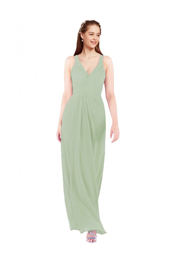 Shop Feminine Chiffon Bridesmaid Dress with Ruching and V-Neckline
