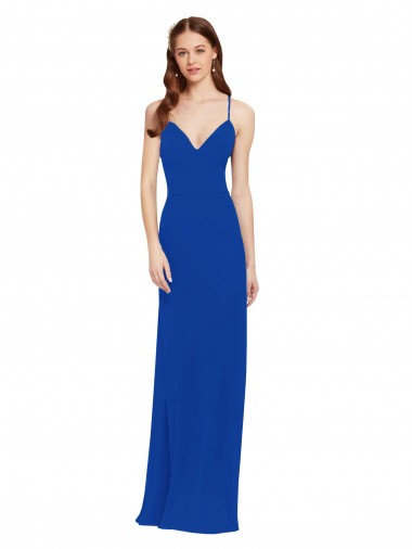 Shop Chiffon Bridesmaid Dress with Deep V-Neck and Spaghetti Straps
