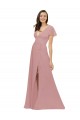 Shop Flutter Sleeves Short Chiffon Bridesmaid Dress with Tie Belt