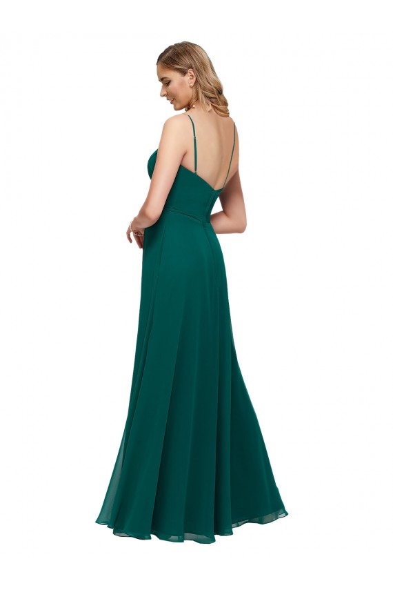 Shop Chiffon Bridesmaid Dress with Pleated Bodice and Straps