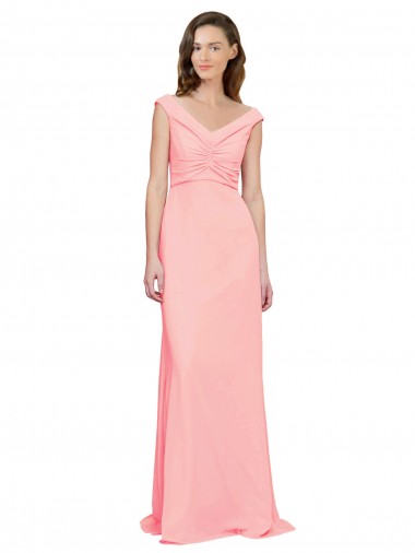 Shop Luxe Chiffon Bridesmaid Dress with Shoulder Tip Gathered Bodice