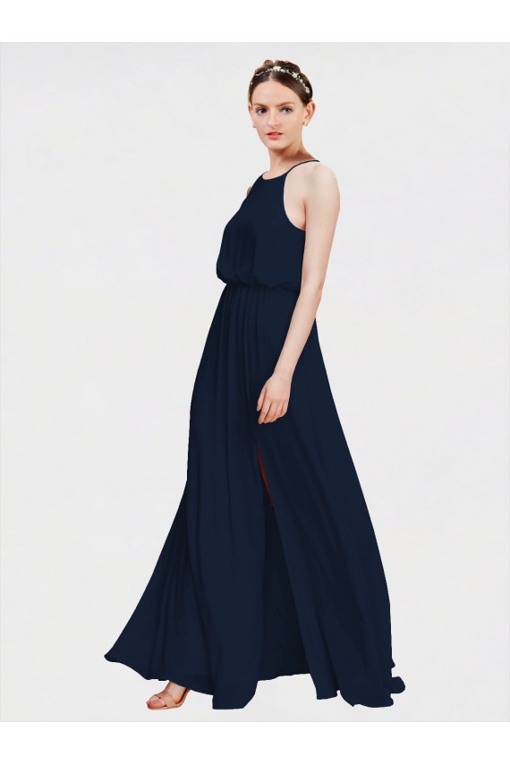 Shop High Halter Chiffon Bridesmaid Dress with Side Slit