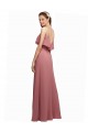 Shop Draped Long Chiffon Bridesmaid Dress with Straps and Layers