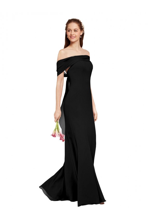 Shop Fit and Flare Long Chiffon Bridesmaid Dress / Prom Dress with Sash and Open Back