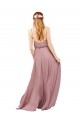 Shop Long Chiffon Bridesmaid Dress with Spaghetti Strap Bodice