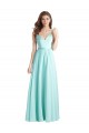 Shop Long V-Neck Chiffon Bridesmaid Dress with Satin Bodice